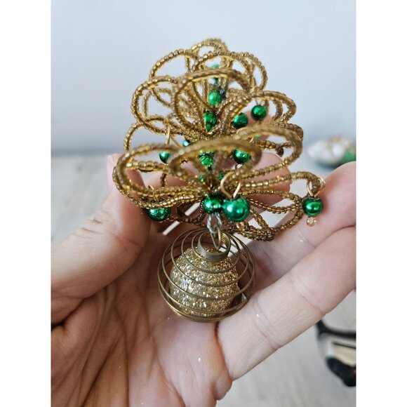 Vintage beaded tree gold green unique Xmas - Picture 7 of 7